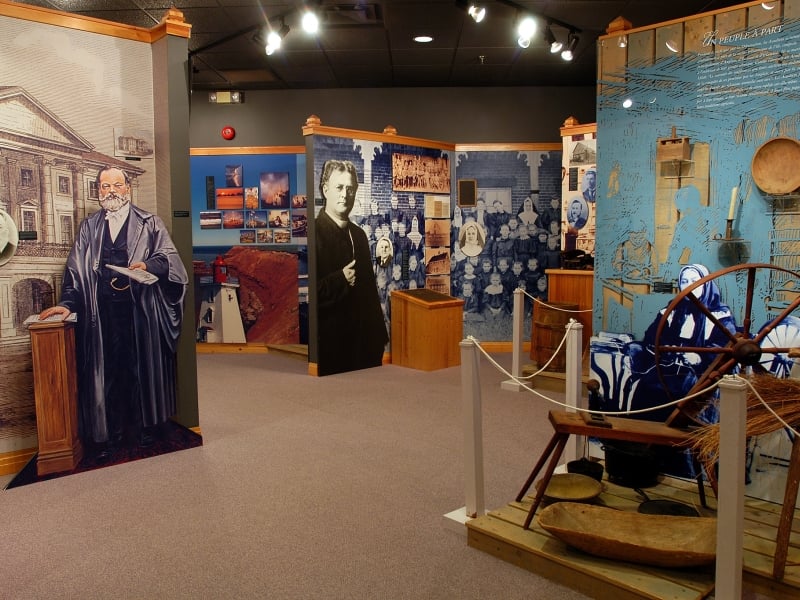 Wide angle of displays at Acadian Museum, Miscouche, PEI