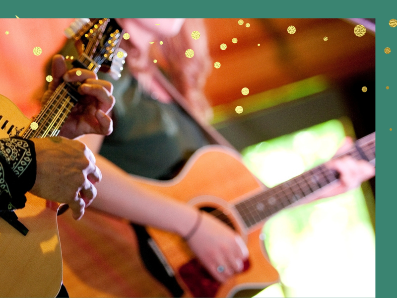 Musicians playing guitars