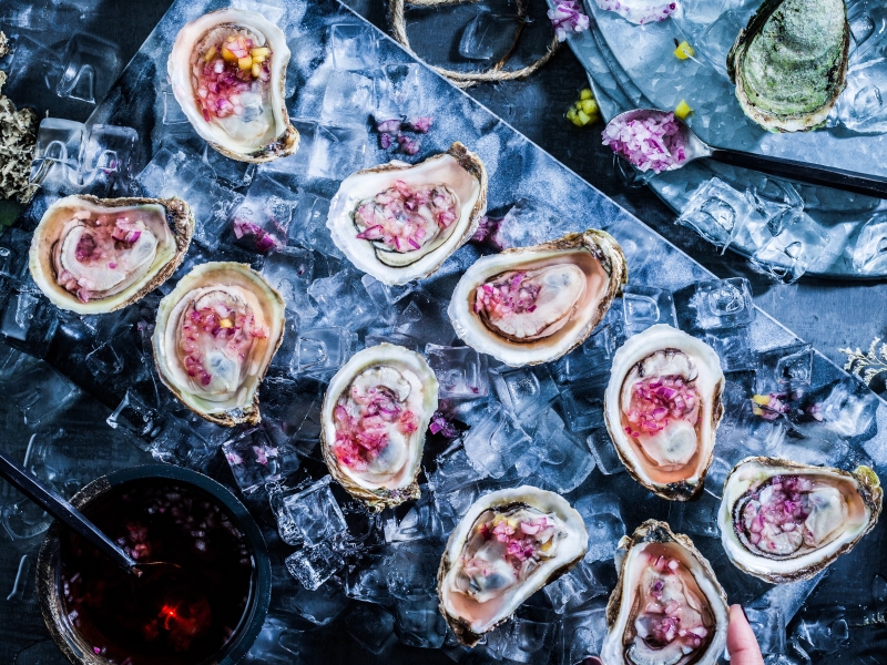 Oyster on Half Shell on ice