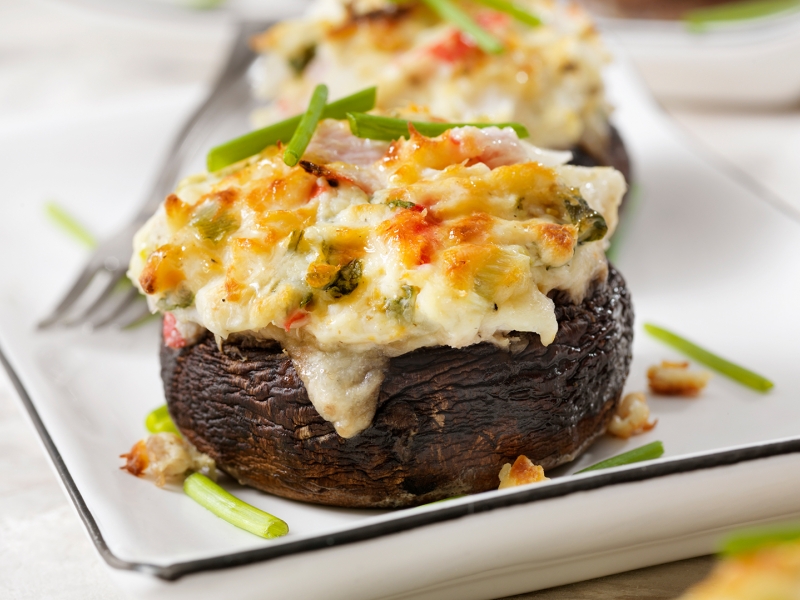 Mushrooms with Stuffed Lobster