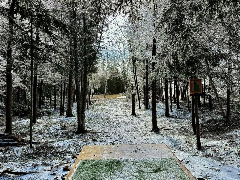 Disc golf tee box at Glenaladale, PEI