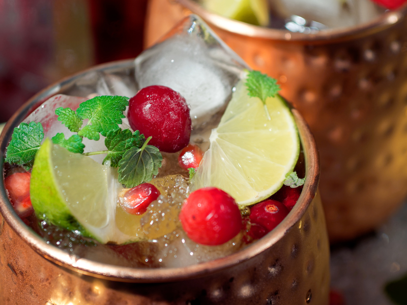 Stock image of moscow mule in copper mug