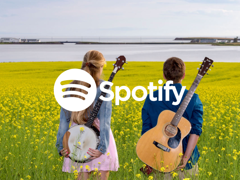 Image of two musicians overlooking Victoria by the Sea with Spotify logo