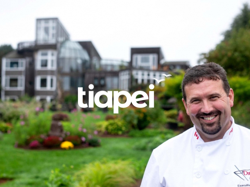 Image of chef at the Dunes with TIAPEI logo in foreground