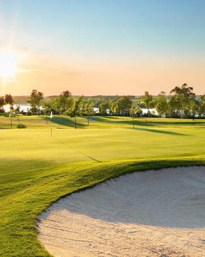 Mill River, golf course, sun