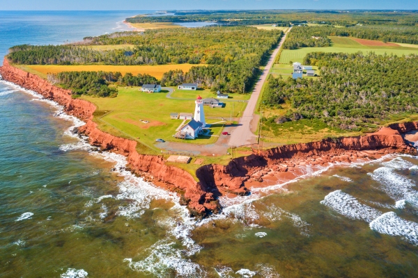 EAST point, ocean, cliffs, forest, lighthouse