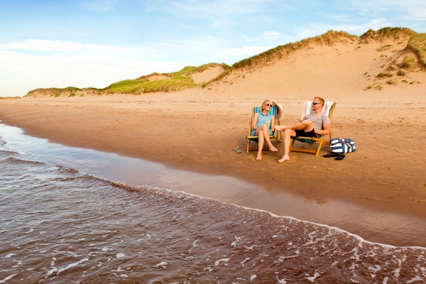 Lakeside Beach, beach chairs, couple, sand