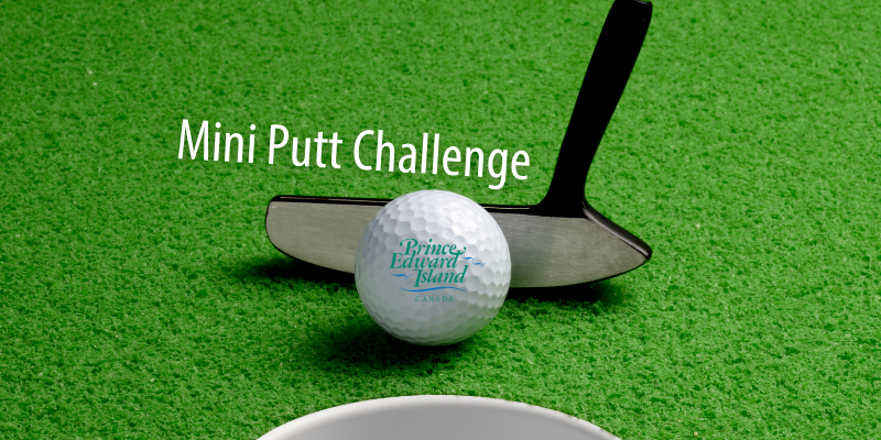 Stock image of mini putt hole with text "Mini Putt Challenge"