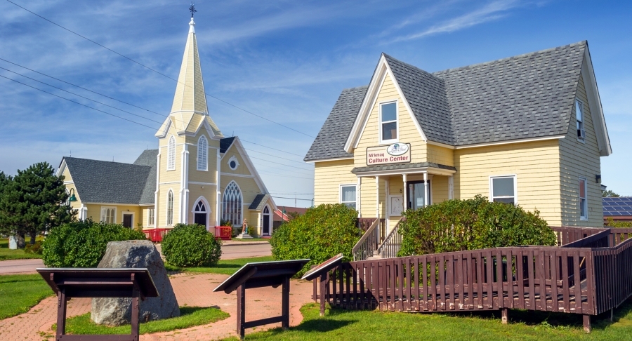 Lennox Island, church, house