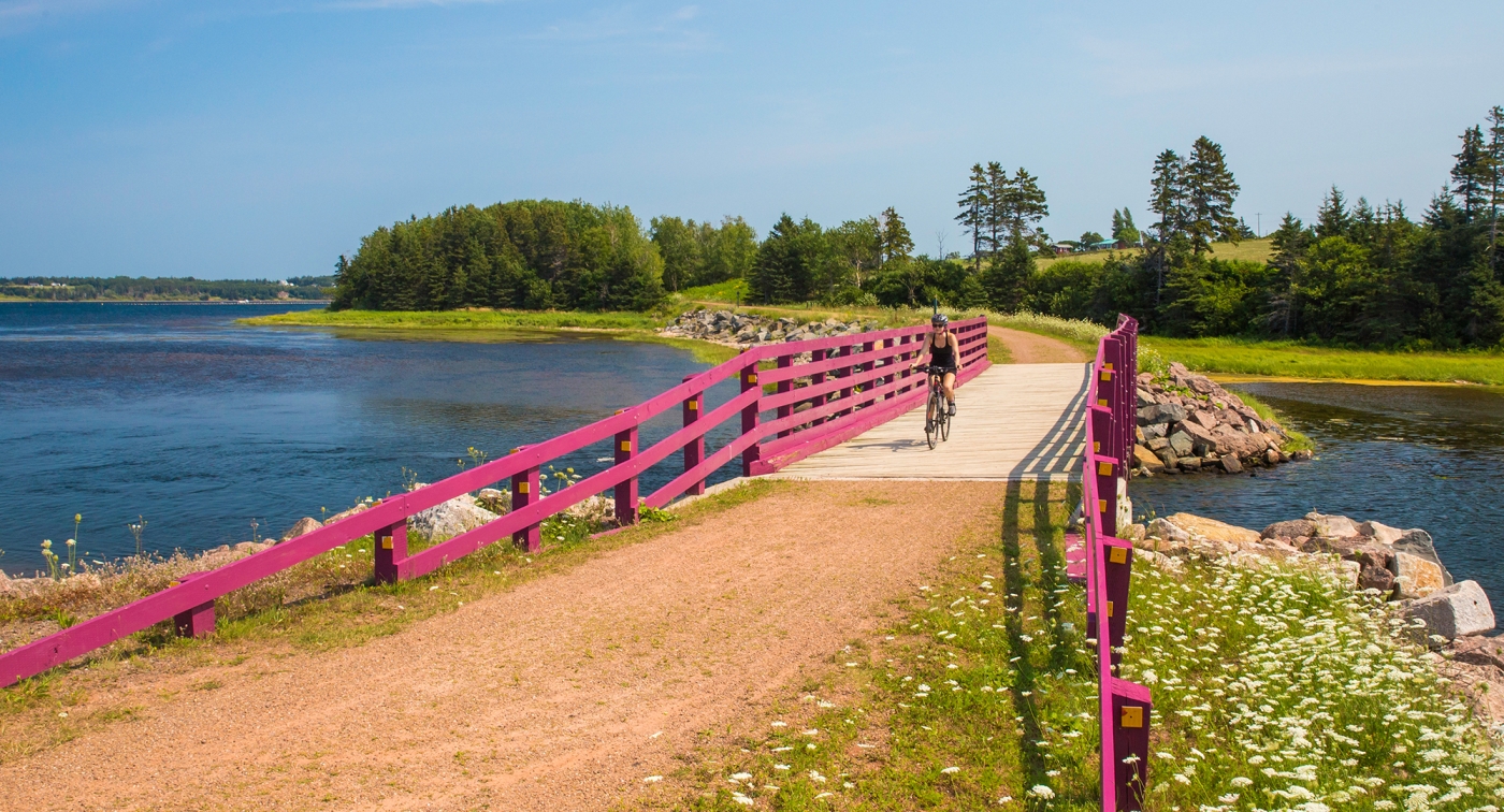 Confederation Trail St Peters, bridge, biker