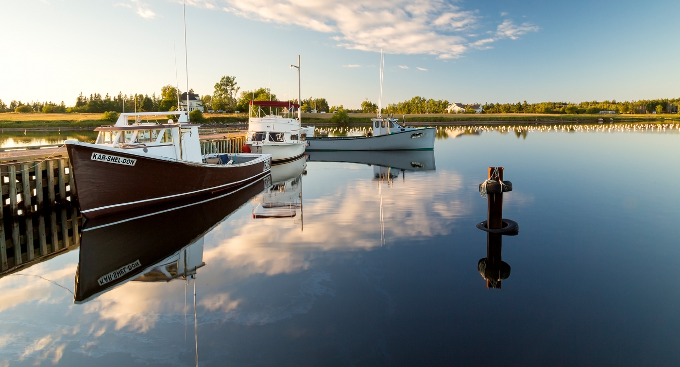 Bideford harbour, boats, sky reflection 