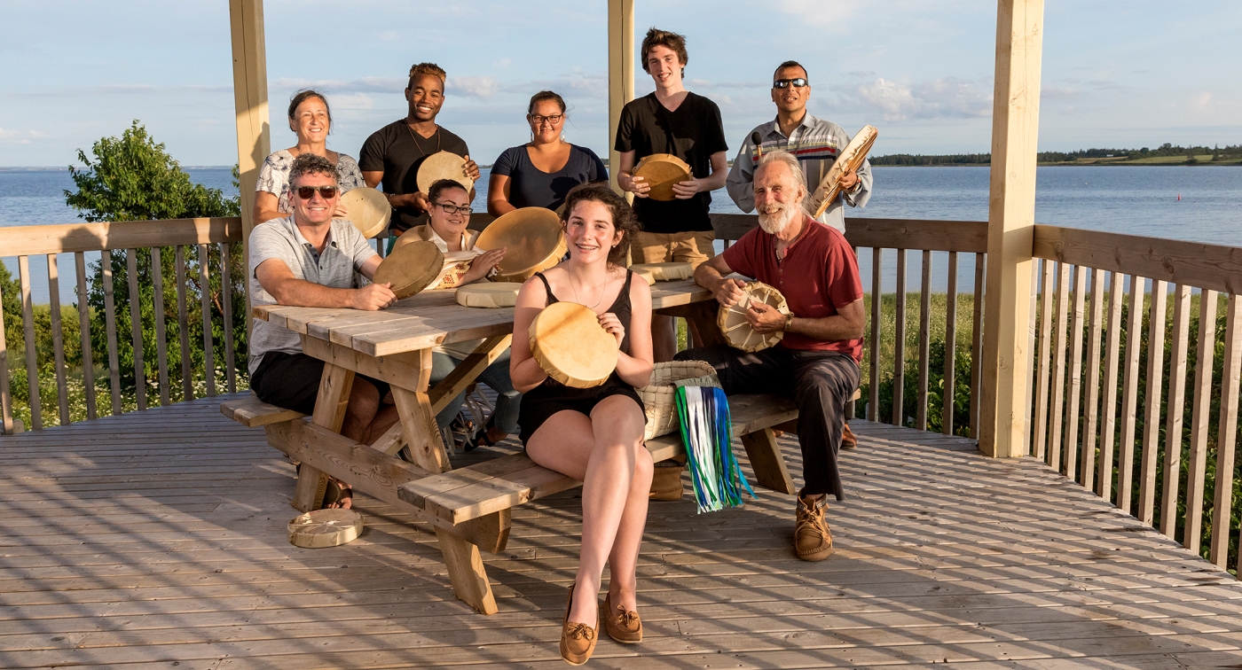 Beat of One Drum, musicians, group of people, instruments 