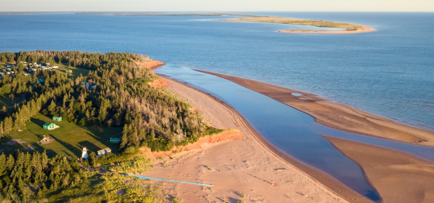 Aerial view of Cabot Beach Provincial Park