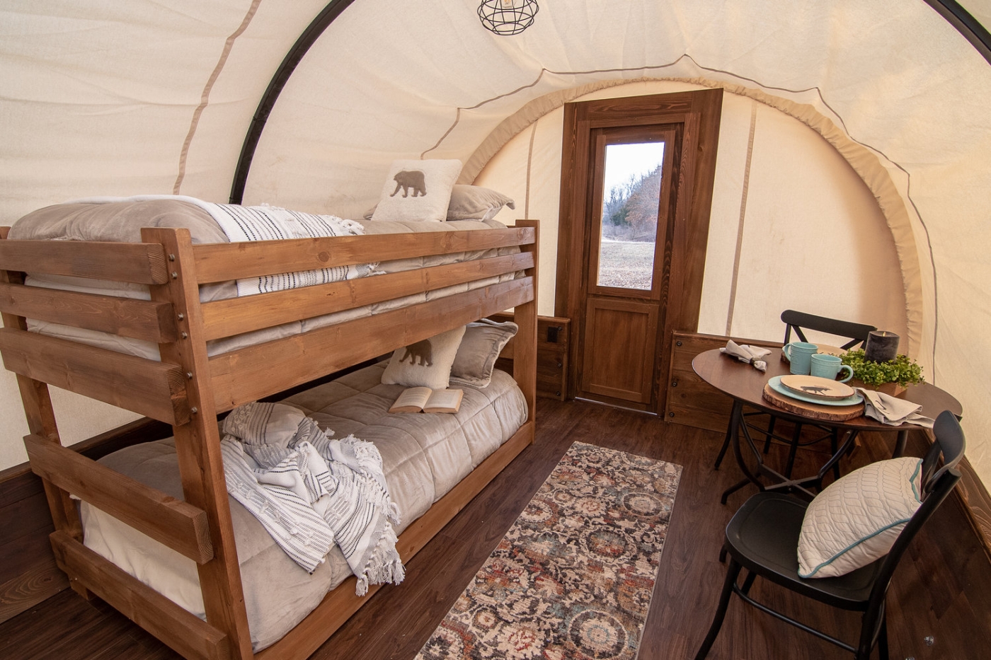 Interior of chuck wagon at Marco Polo Land Campground