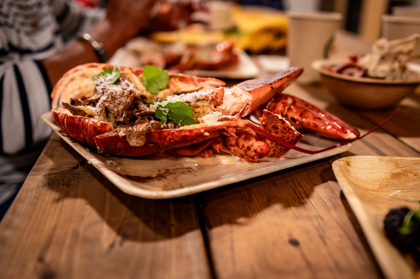 Plated stuffed lobster 